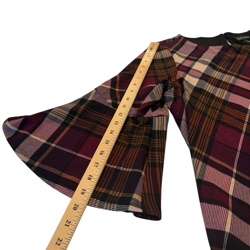 Jessica Howard Burgundy Plaid Bell Sleeve A-Line Swing Dress Plus 2X & 3X NEW - Picture 10 of 15